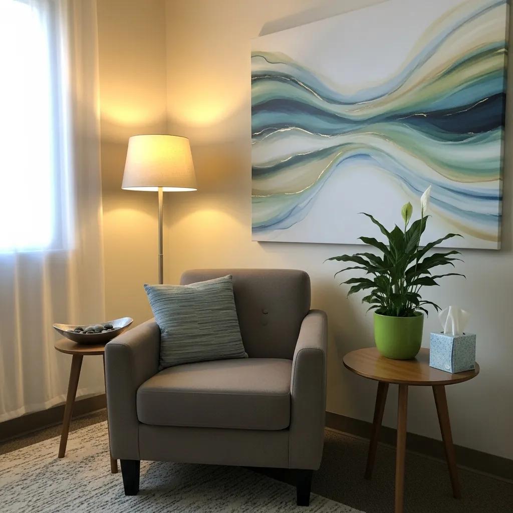 Calm therapy room representing EMDR therapy for trauma and PTSD