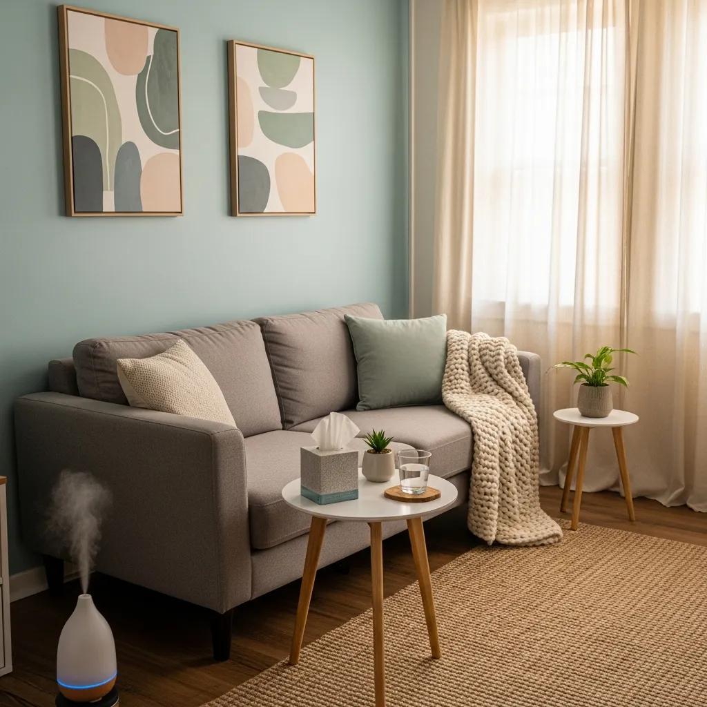 Comfortable therapy room symbolizing support and healing in grief counseling