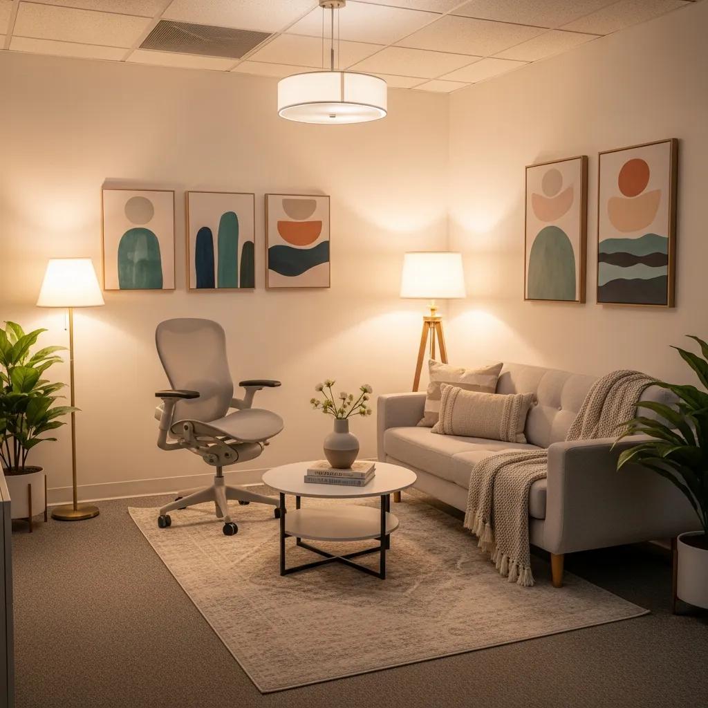 Welcoming therapy room for anxiety and depression treatment